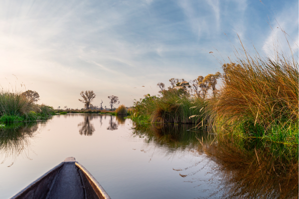 Okavango Delta_Botswana_Boot met tradionale Makoro
