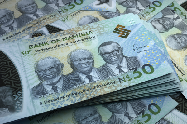 Namibische dollar bankbiljetten als officiële valuta van Namibië