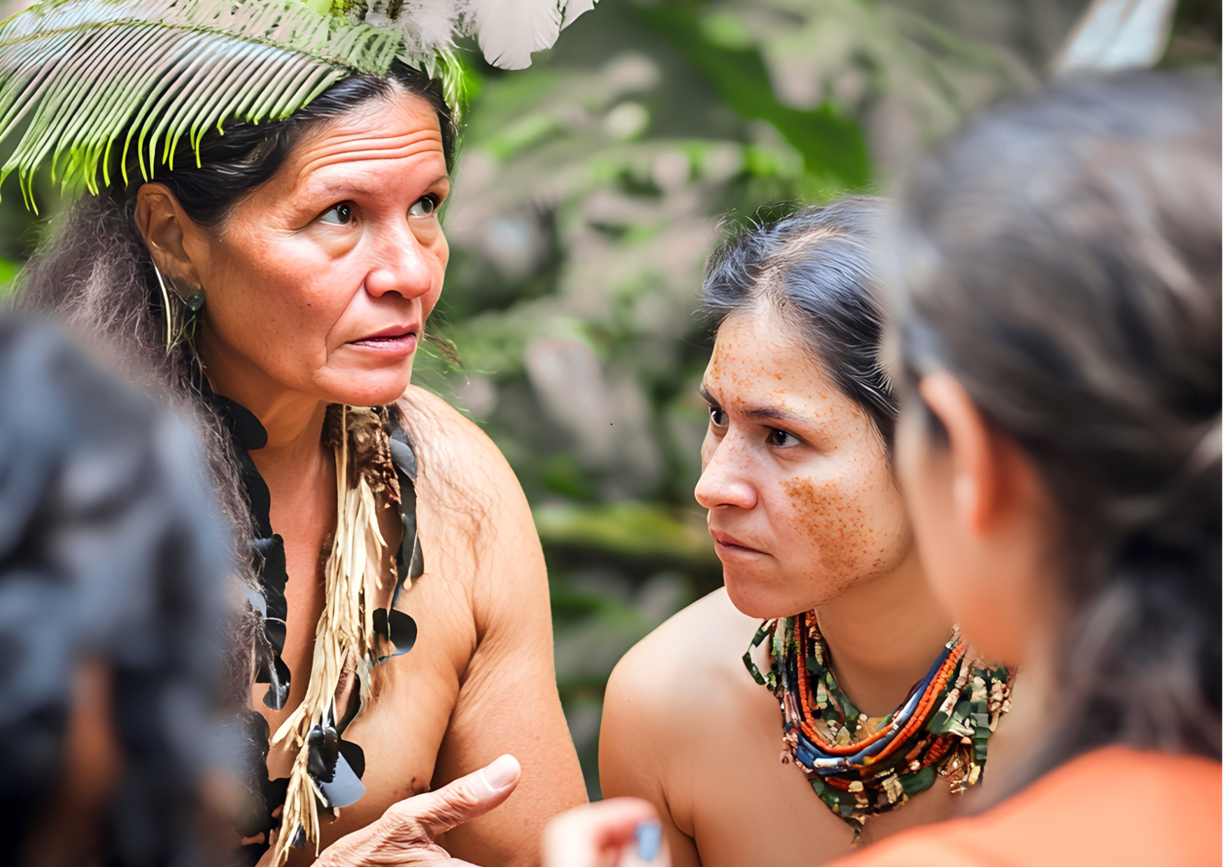 Leden van de Siona-gemeenschap in Puerto Bolívar in het Amazonegebied van Ecuador, waar tradities en dagelijks leven samenkomen.