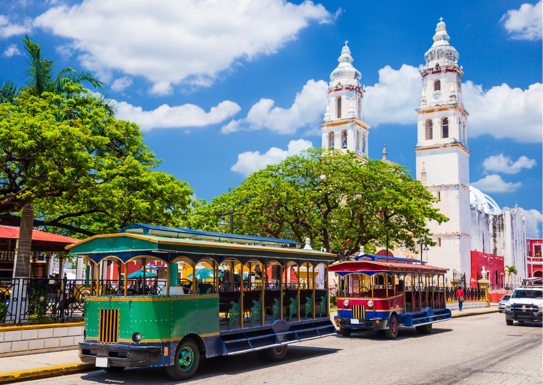 Kleurrijk straatbeeld in het centrum van Campeche, UNESCO-werelderfgoed in Mexico