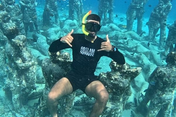 Snorkelfoto bij gili trawangan bij beelden