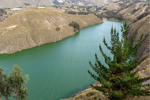Laguna de Limpiopungo in Nationaal Park Cotopaxi, met weerspiegeling van de vulkaan en omliggende Andeslandschappen.