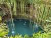 Panorama van Cenote Zací in Valladolid met natuurlijke grotstructuren en hangende wortels
