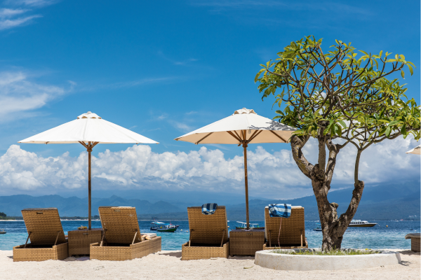 Gili Trawangan strandbedden met mooi uitzicht