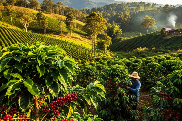 Koffieplantage bij Doka Coffee Estate in het hoogland van Costa Rica.