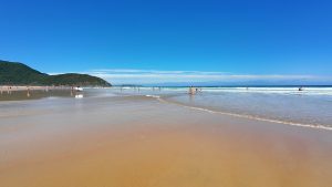 Enjoying the breathtaking Scenic Beach View with a Clear Blue Sky, Gentle Waves Lapping