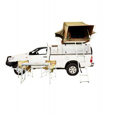 Toyota Single Cab 4x4 met daktent en kampeeruitrusting