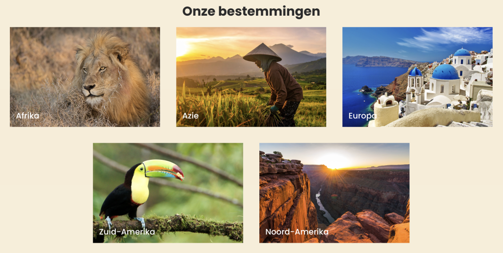 reisbestemmingen van MyGlobe2Go reisbureau Oirschot